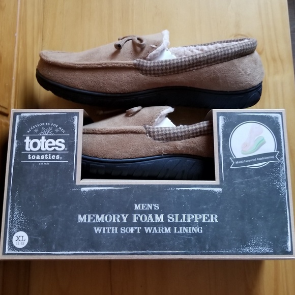 totes toasties mens memory foam slippers